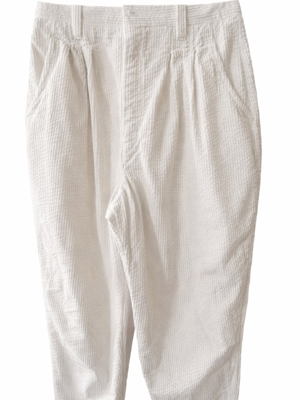 Vintage 80’s Esprit Off-White Corduroy Pleated Trousers - Picture 2 of 6
